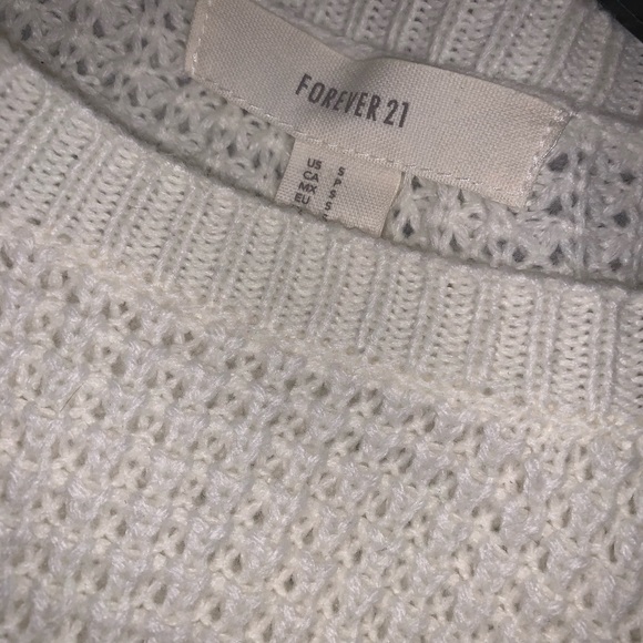 Forever 21 Waffle Knit Cropped Cream Sweater - Picture 2 of 4